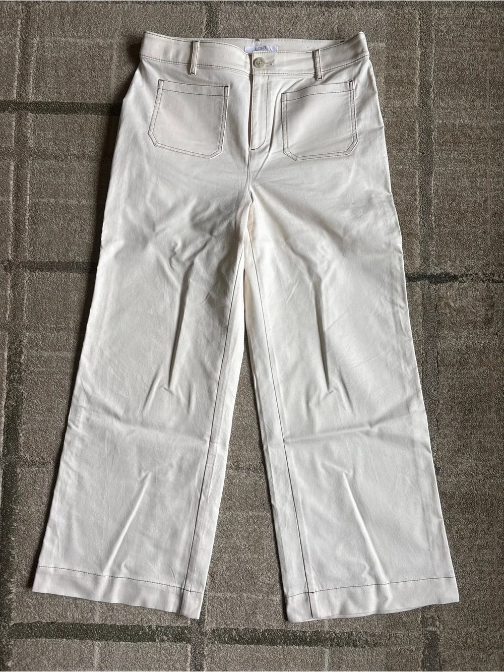 LOFT Palmer Wide Leg Women’s Pants, Size 10, off white cream Like New - Picture 1 of 11